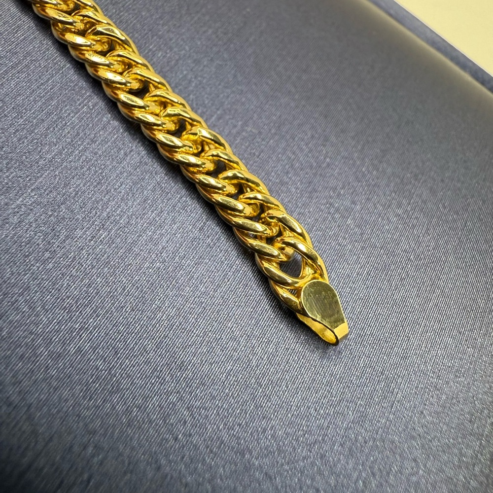 18K Genuine Gold Curb Link Chain Bracelet 8" (4.6mm) - Picture 8 of 14